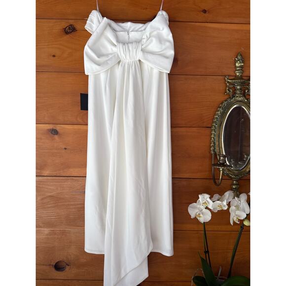 NWT Lulus Fabulous Phenomenon White Strapless Bow Midi Dress Gala Banquet Size M - Picture 3 of 9